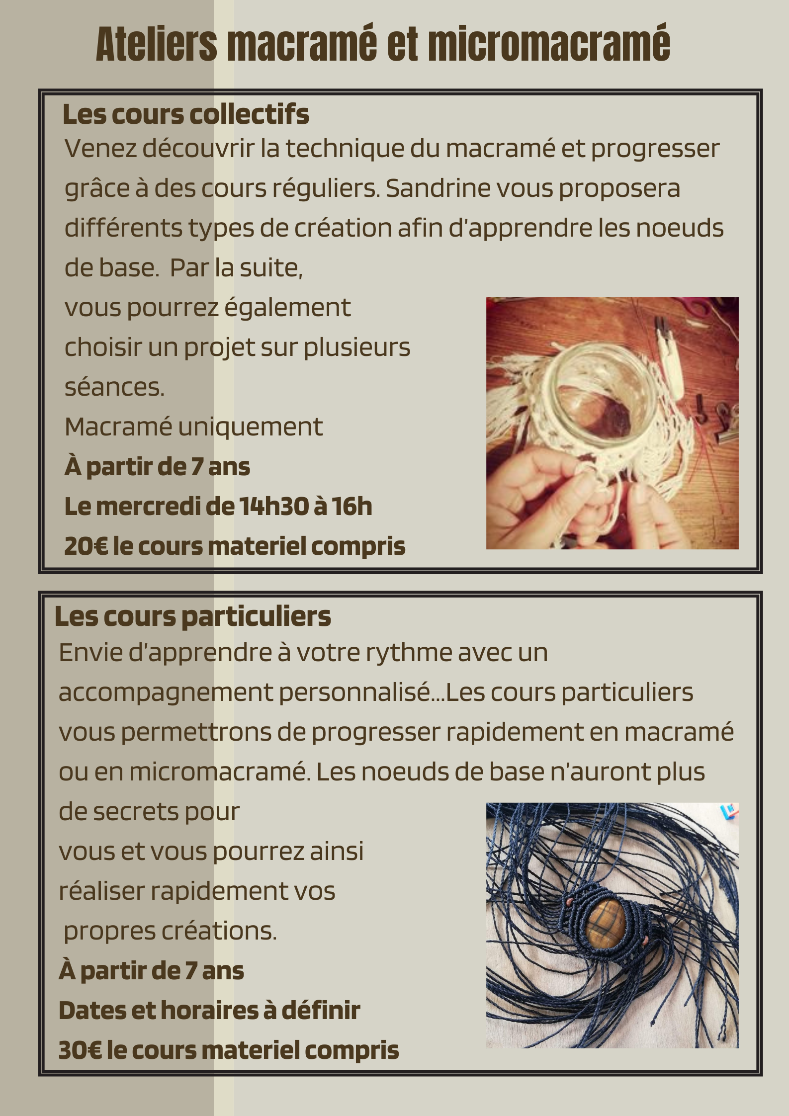 Détail des ateliers