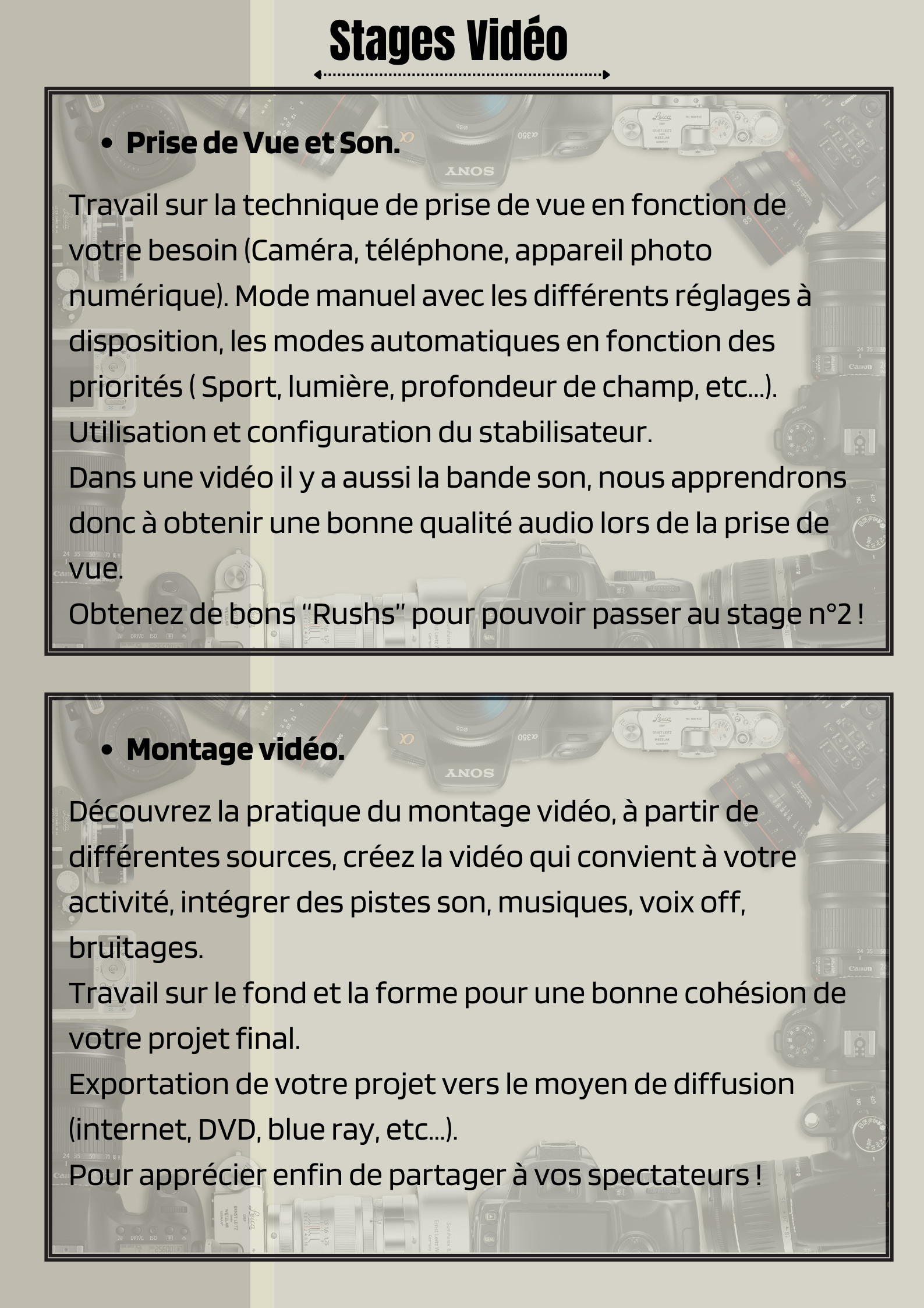 Stage vidéos