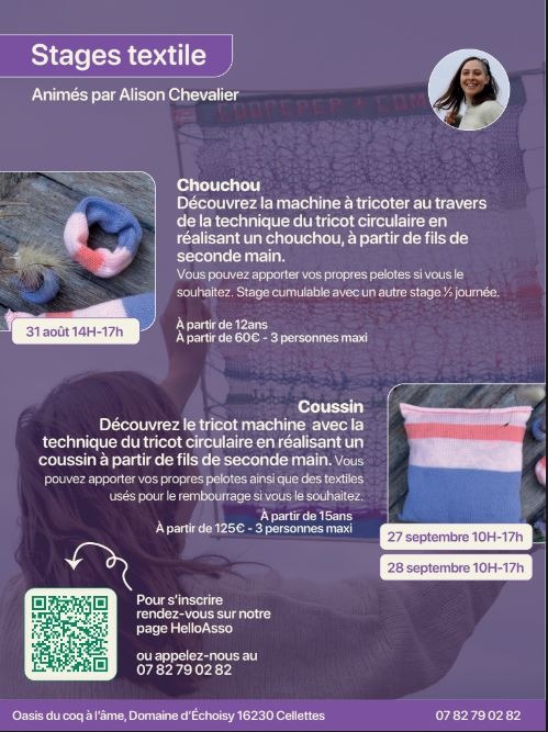 Stage textile avec Alison Chevalier_Cellettes