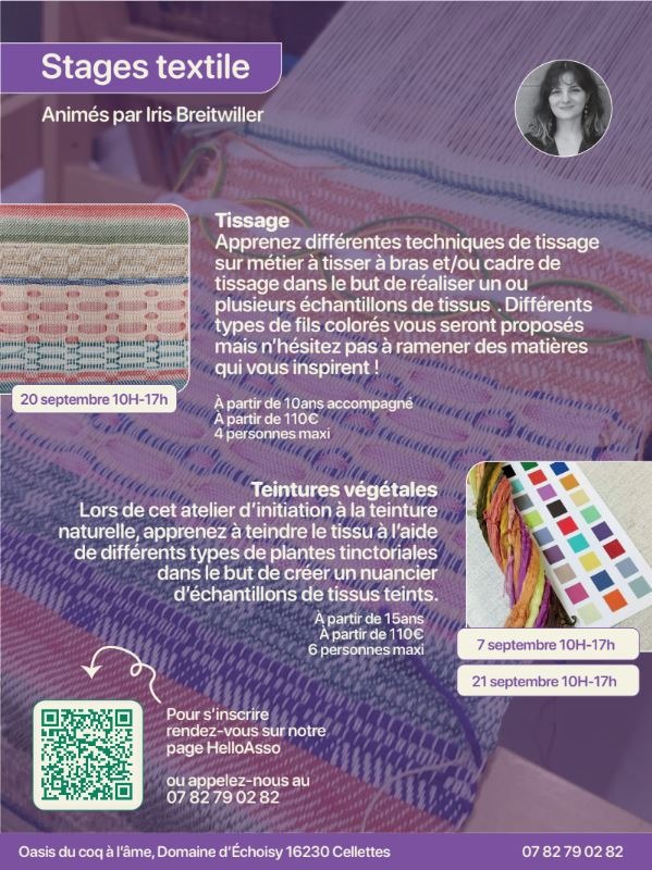 Stage textile avec Iris Breitwiller_Cellettes