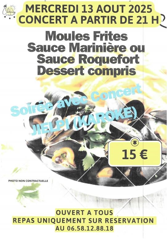 Soirée moules frites, sauce marinière ou sauce roquefort_Condac