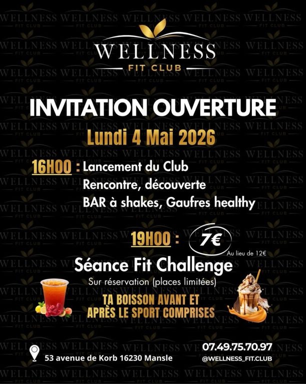 Invitation ouverture Wellness Fit Club_Mansle-les-Fontaines