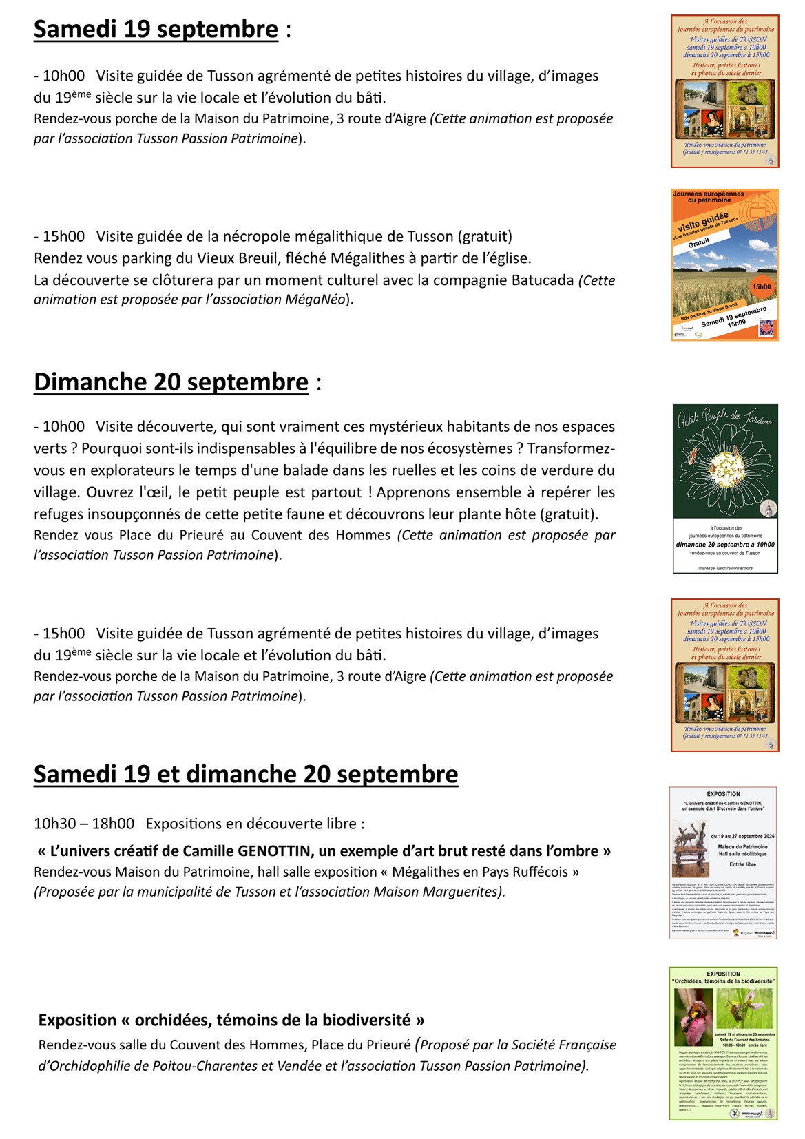 Journées Européennes du Patrimoine : Visite guidée de Tusson_Tusson