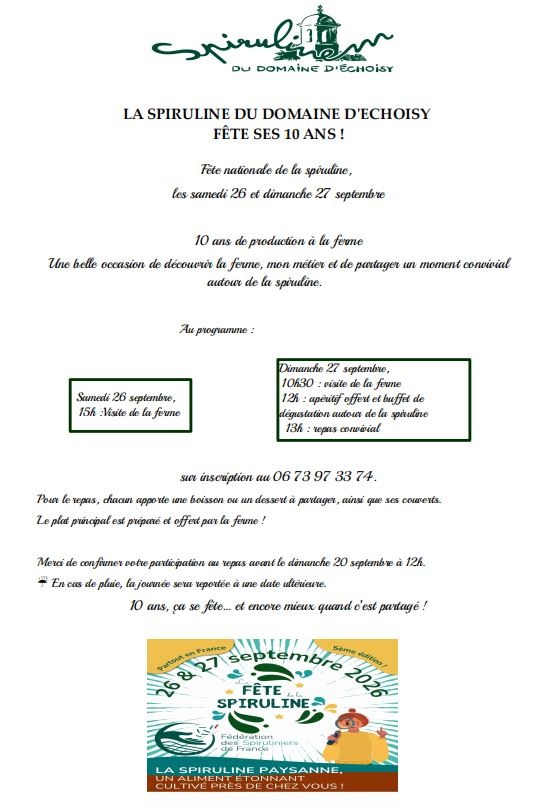 La spiruline du domaine d'Echoisy fête ses 10 ans_Cellettes