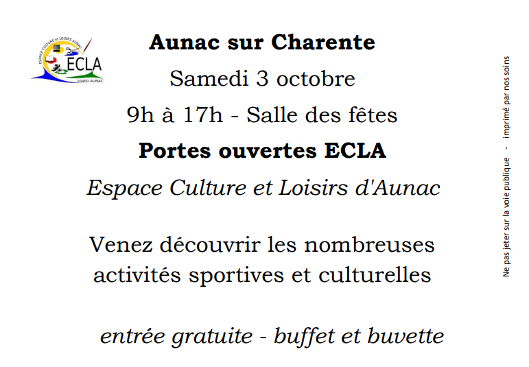 Portes ouvertes de l'association ECLA_Aunac-sur-Charente