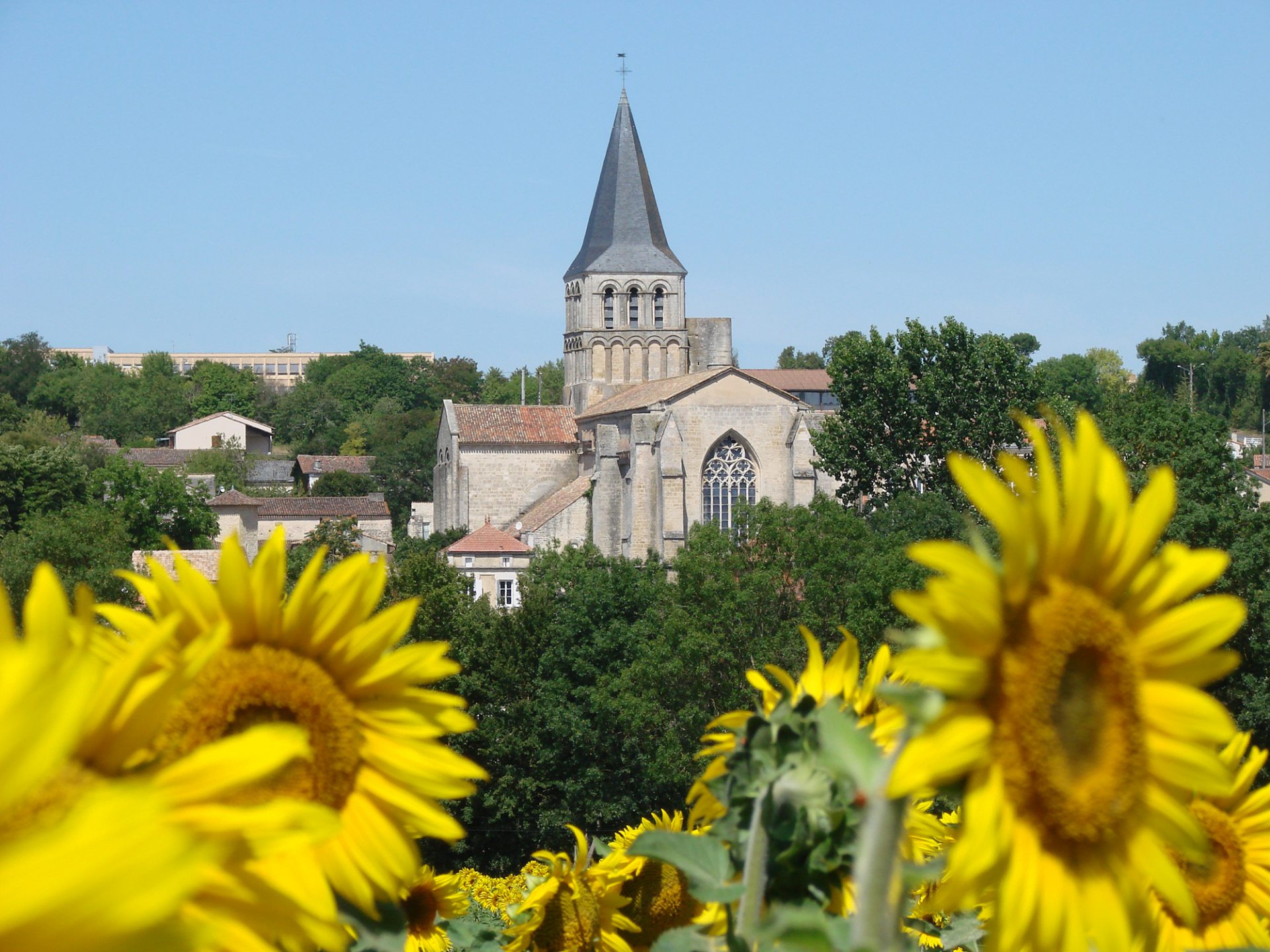 Vue de l'abbaye de Saint-Amant-de-Boixe depuis rue de Nitrat